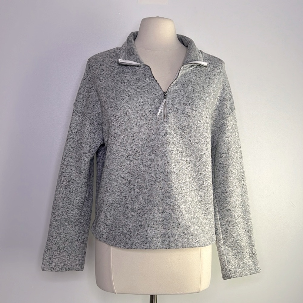 Fabletics Alpine Pullover Cozy Heathered Gray 1/4… - image 3